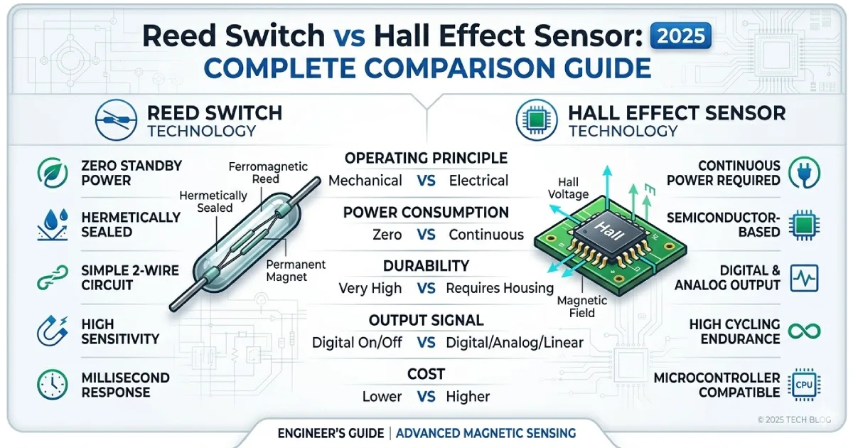 Reed Switch vs Hall Effect Sensor: Complete Comparison Guide for Engineers 2025