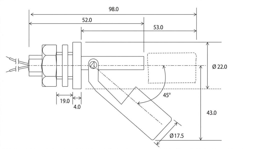 Horizontal Plastic Float Switch Diagram